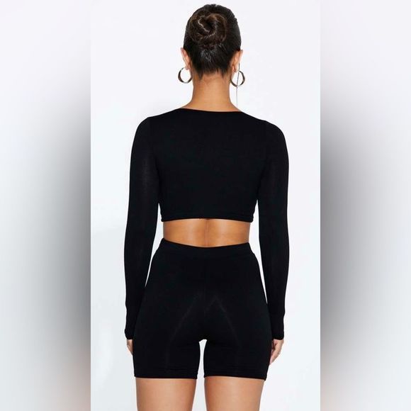 Naked Wardrobe scooped crop long sleeve in black - Picture 5 of 9
